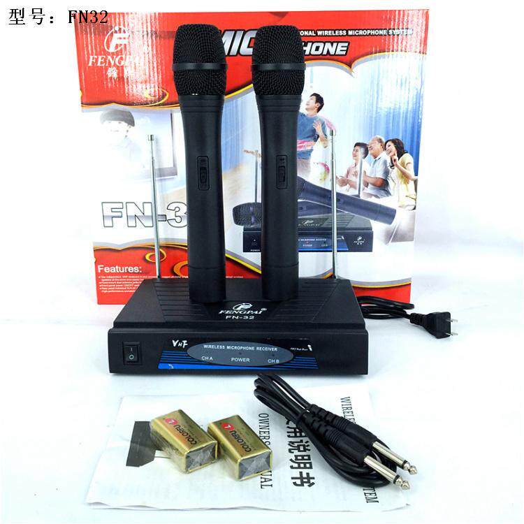 Wireless microphone microphone Home amplifier sound box Singing karaoke Wireless microphone one for two home theater KTV