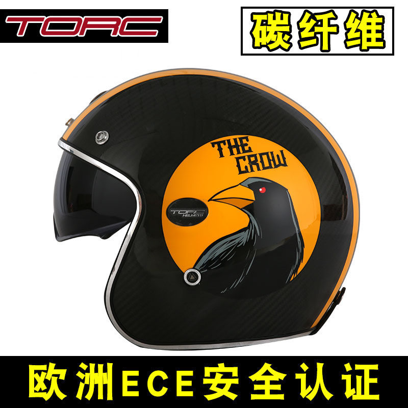 American TORC Retro Carbon Fiber Safety Helmet Male Locomotive Locomotive Taiko Armor Semi-Capsized Electric Personality Cool Summer