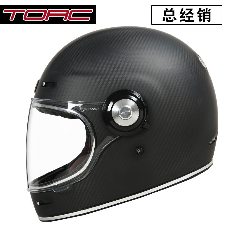 TORC carbon fiber helmet full helmet retro helmet men's motorcycle personality cool motorcycle full-coverage summer lightweight