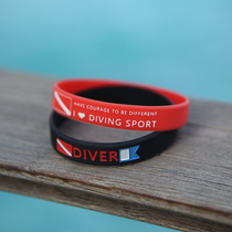 GearPro Diver DIVER Sports Decorative Wrist Black and Red Couple Mens and Womens Ring Silicone Bracelet Accessories