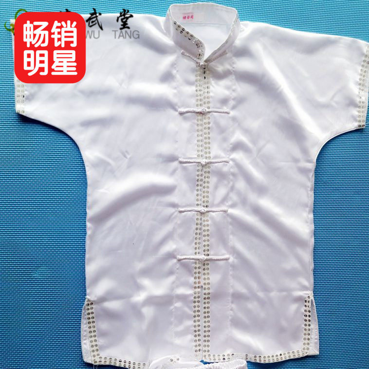 Dwutang White Bright Sheet Tai Chi Clothing Performance Suit Martial Arts Wear Long Sleeve Short Sleeve Men And Women's Same Special Price Promotion Suit