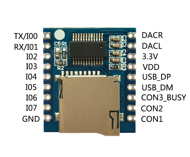 Serial port control voice module single chip IO control SD TF card MP3 module playback board XY-V17B