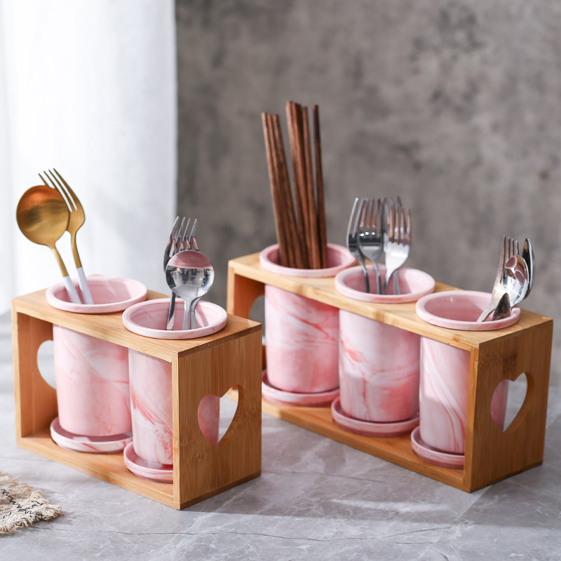 Japanese-style ceramic pink marble chopsticks with asphalt box chopsticks with asphalt box chopsticks cage