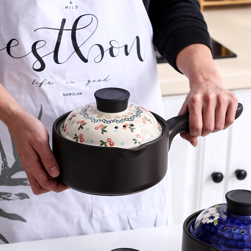 Japanese-style ceramic milk pot single handle small casserole baby food supplement pot baby cooking instant noodles hot milk household gas milk pot