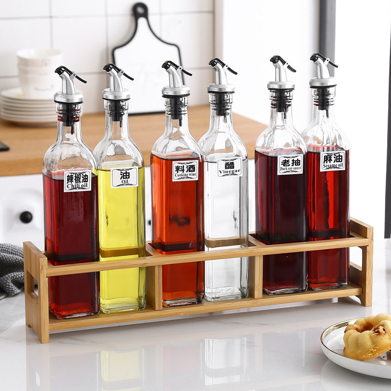 Home Kitchen Glass Oil Jug Oil Bottle Table Vinegar Bottle of Wine Sauce Bottle Composition Suit Seasoned Bottle Sauce Bottle
