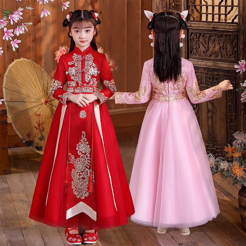 Girls Hanfu Super Fairy Dress Spring and Autumn Chinese Style Ancient Costume Princess Skirt Girl Baby Antique Skirt Children's Clothing