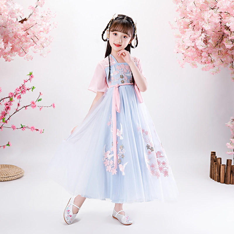 Girl Hanfu Spring Summer Dress New Ocean Dress Children Dont Dress Chinese Style Chinese Wind Improved Ancient Dress Superfairy Thin