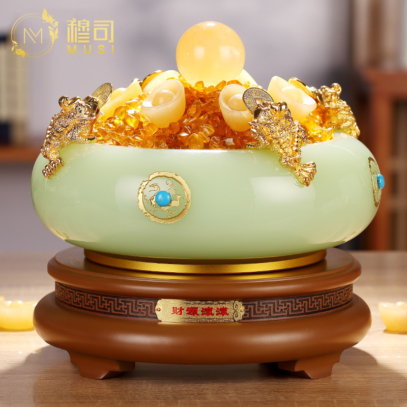 Musi glazed white jade Quartet to receive financial resources rolling opening gift golden toad cornucopia lucky feng shui decoration