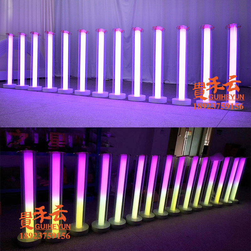 Guihe Acrylic Celebration Opening Ceremony Launch Props Luminous Columns Energy Pillar Colorful Light Handprint Columns