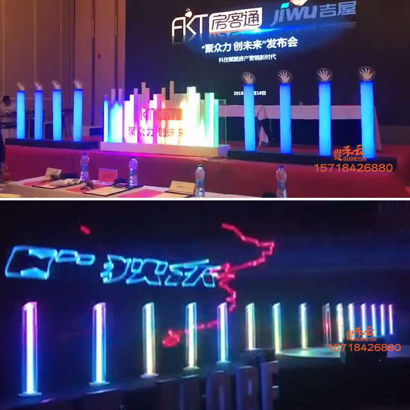 Acrylic Launch Ceremony Props Palm Illuminated Pillar Launch Pad Handprint Stand Creative Celebration Event Prop Rental