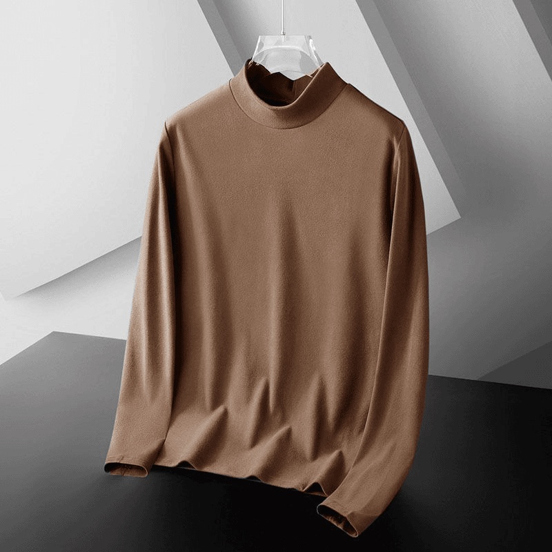 Autumn and Winter Double-Sided Thermal Long-Sleeve T-Shirt for Men, Suitable for Work, Warm Underwear, Half-High Collar, Fleece-Lined, Heat-Generating Base Layer Autumn and Winter Double-Sided Thermal Long-Sleeve T-Shirt for Men, Suitable for Work, Warm Underwear, Half-High Collar, Fleece-Lined, Heat-Generating Base Layer
