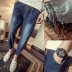 Quần jean mùa đông bắp chân bó sát quần harem quần thun quần nam ống co chân và quần nhung dày quần sooc nam Cao bồi