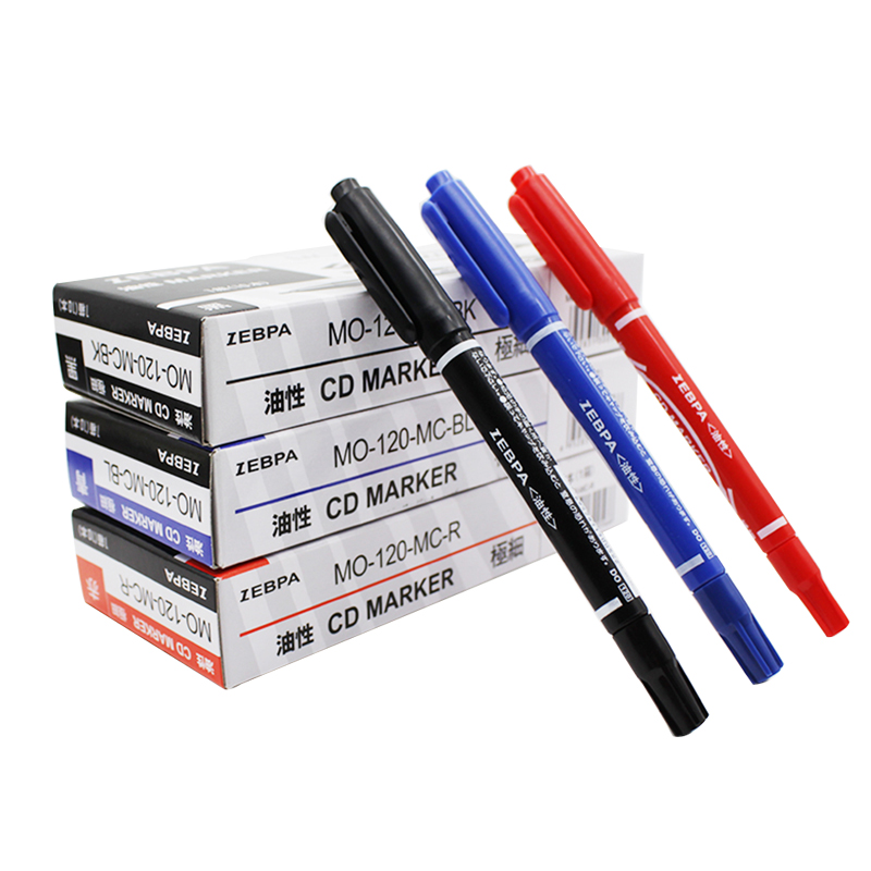 12-color small double-headed marker pen CD-ROM pen hook pen hook edge pen express logistics double-headed oily pen