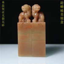 Shoushan Stone Red Stone Seal Octopus Gold Stone Seal Engraving and calligraphy and calligraphy Name Qingtian lettering ancient and playful collection Positive ancient beast