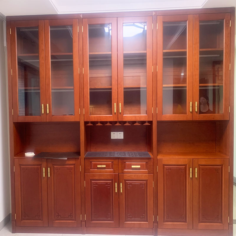Guangzhou Cherry Wood All-solid log Customized Wine Cabinet Antique Wardrobe Bedroom Overall Furniture Closet Room