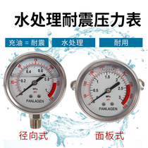 WATER TREATMENT PRESSURE GAUGE 1MPA OIL-filled SHOCK-resistant RADIAL PIPE TYPE STAINLESS STEEL PRECISION FILTER WATER PURIFICATION MACHINE