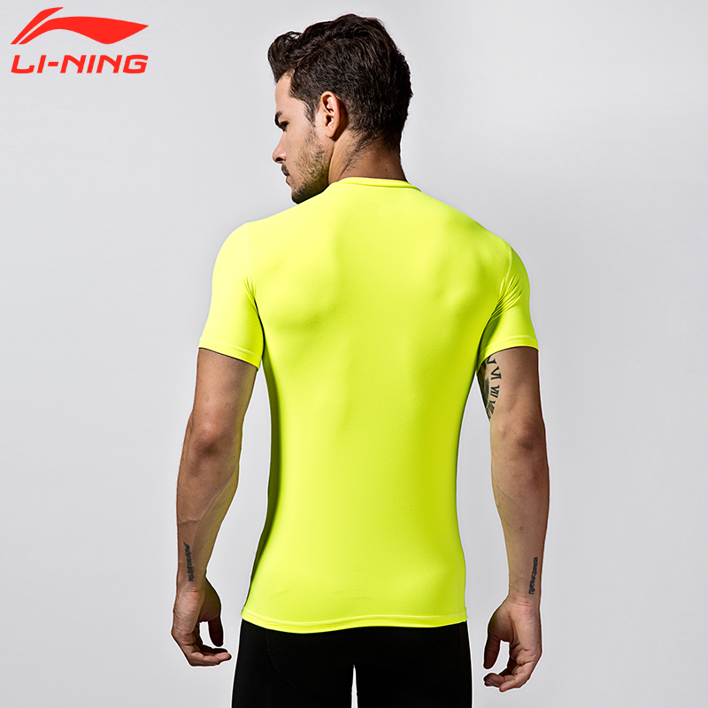 Li Ning Compression clothing Fitness men's sports tights Short-sleeved men's quick-drying perspiration vest running top T-shirt moisture absorption