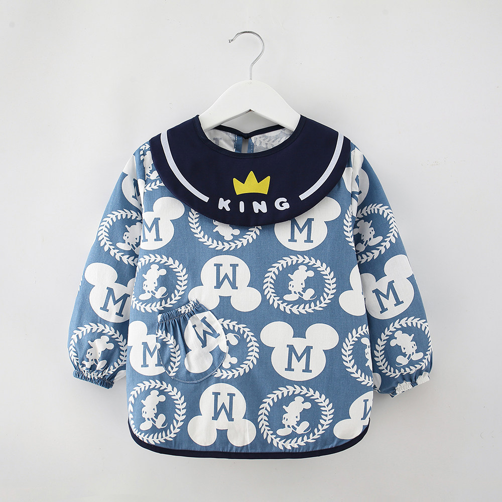 Children's clothes pure cotton waterproof long sleeves reverse dress baby eating apron girl autumn and winter garment boy clothes