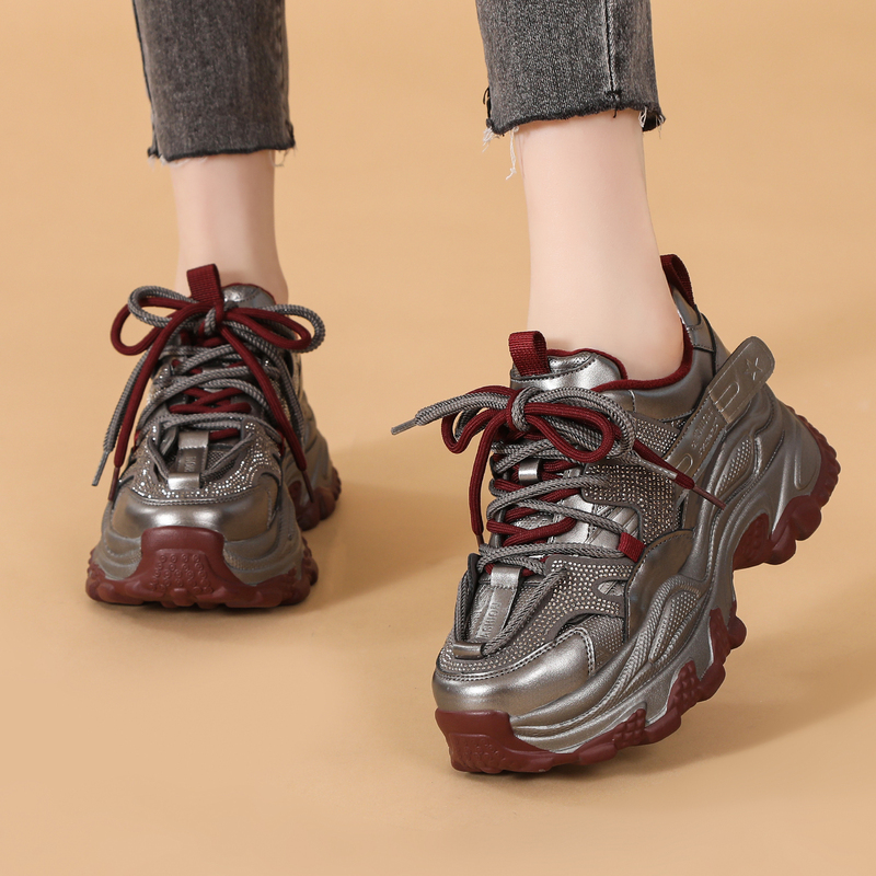Thick-Soled Dad Shoes for Women, Summer Mesh Sports Style Casual Shoes, Breathable New Style Silver Rhinestone Height-Increasing Versatile Women's Shoes Thick-Soled Dad Shoes for Women, Summer Mesh Sports Style Casual Shoes, Breathable New Style Silver Rhinestone Height-Increasing Versatile Women's Shoes