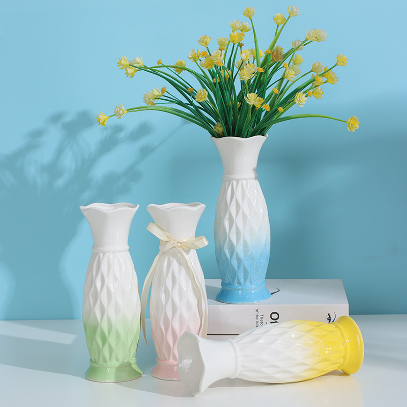 Simple and modern gypsophila ceramic drying flower vase European-style living room flower arrangement hydroponic desktop decoration home decoration
