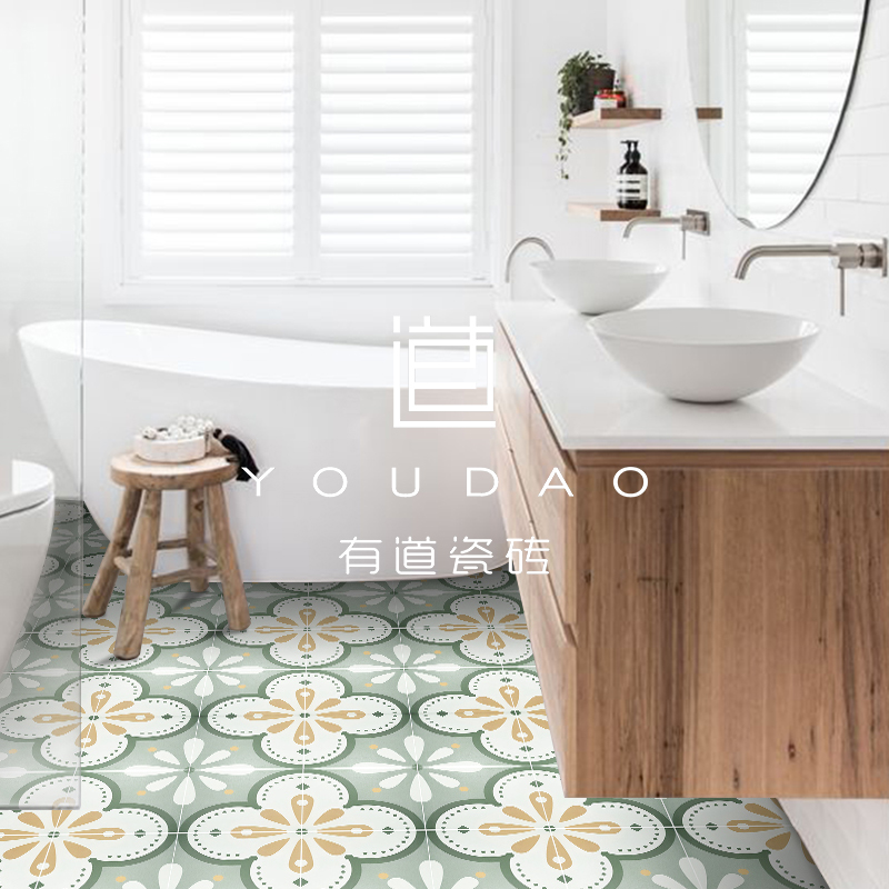 Youdao Nordic small fresh tiles kitchen dressing room balcony floor tiles bathroom non-slip tiles all-ceramic 200x200