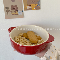 Korean ins same high temperature resistant ceramic baking tray Baking noodles Bowl cereal household breakfast bowl