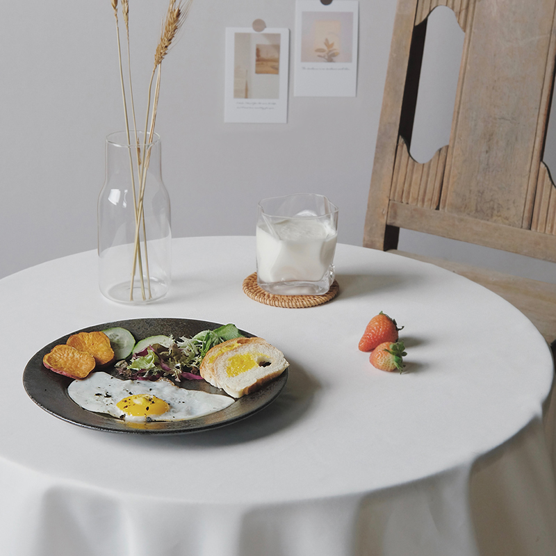 Plate ins wind ceramic western steak plate Japanese plate dish tray home breakfast plate cute girl