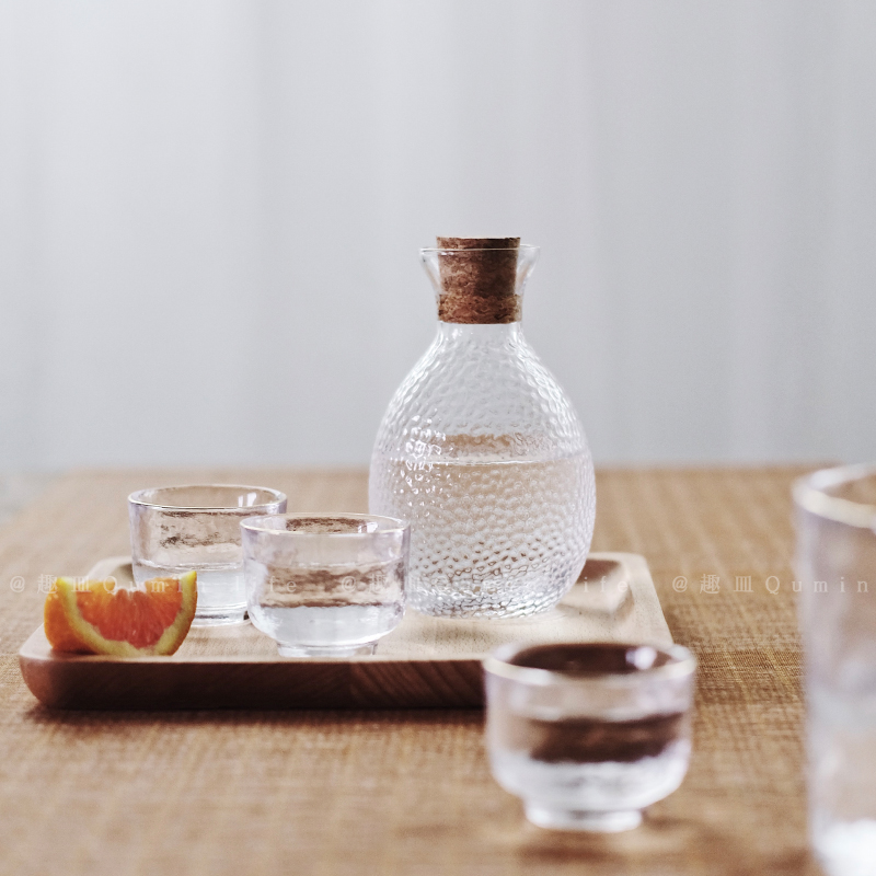 Japanese-style glass painted gold small wine glass white wine household sake jug wine set set hot yellow wine shochu wine warmer wine jug