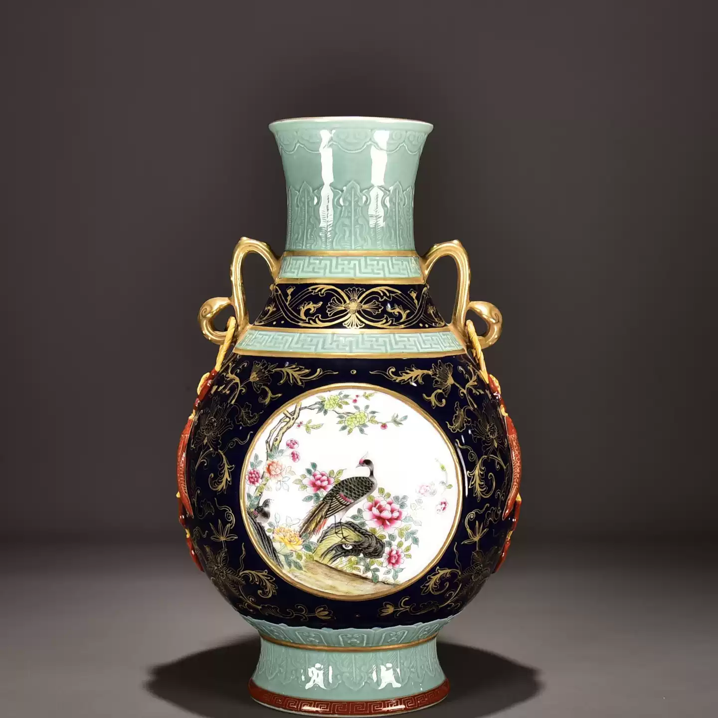 中国古玩青花古染付薄瑠璃宝珠文蓮華二客 中国古玩青花薄瑠璃古染付