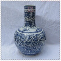 Value recommended Jingdezhen ceramic antique mixed water blue and white red dragon pattern celestial bottle countertop Vase ornaments