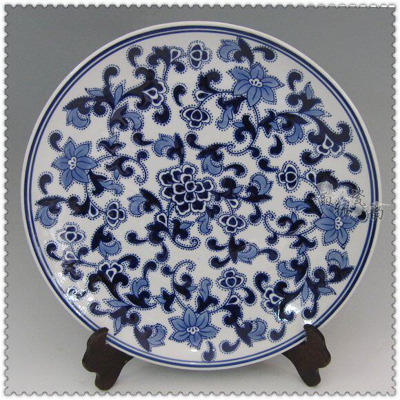Excess recommended Jingdezhen Ceramics Hand - drawn Blue Flower Decoration Disk Disk Pass Disk Pastel Disk Extra - Trade Porcelain Special Price