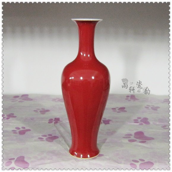 Supervalue Recommend Jingdezhen Ceramic Ceramics Hand Imitation Ancient Sacrifice Red Bottle Fishtail Bottle table noodles Small vase special price