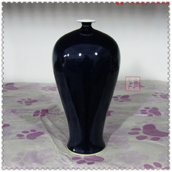 Super value recommendation Jingdezhen ceramics antique offering blue glaze monochrome glaze decoration countertop vase plum vase decoration special price