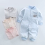 Bộ quần áo cotton không xương màu cotton kẻ sọc cỡ lớn cho nam và nữ Quần áo trẻ em 01 tuổi mùa xuân và mùa thu mới quần áo leo núi đồ bơi cho bé gái