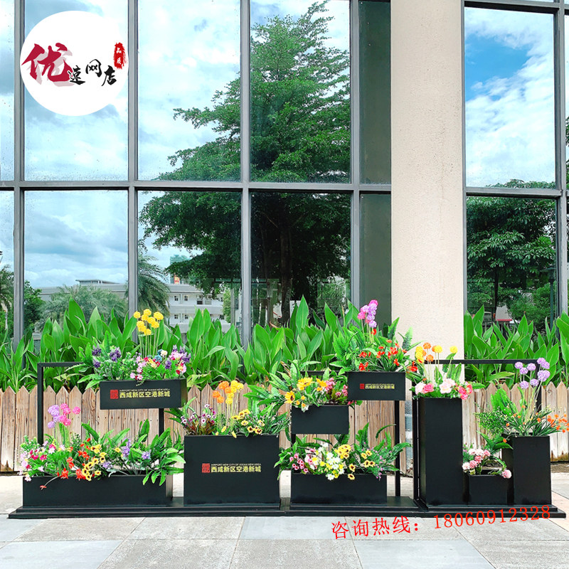 Iron flower box large combination outdoor flower trough restaurant severance cafe planting box multi-layer flower frame courtyard flower forum