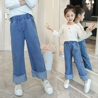 Quần jeans 5 bé gái 2018 mới 6 quần ống rộng mùa thu 8 quần ống suông nước ngoài 9 tuổi cho bé gái quần dài 7 quần áo trẻ em nam