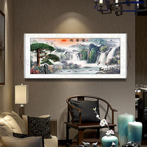 Large exhibition macro picture landscape painting Feng Shui leaning on mountain chart Living room Chinese painting Greeting Guest Pine Decoration Hanging Painting Wall Painting Background Wall