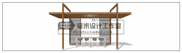 T73 现代廊架SU模型新亚洲新中式花架欧式风雨连廊sketchup景...-65