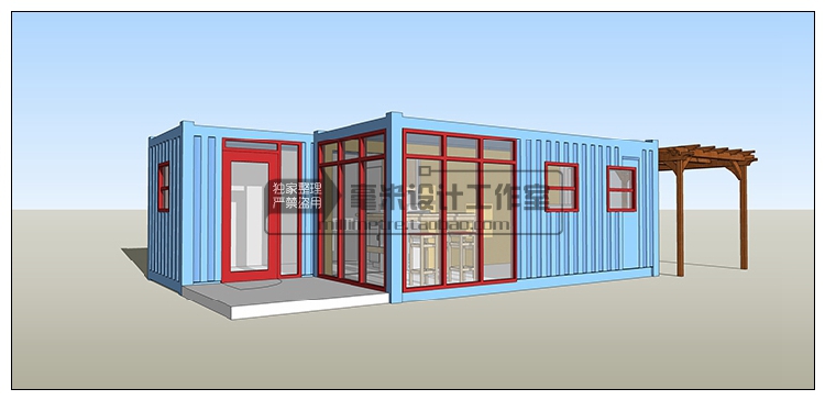 T76 集装箱建筑SU模型改造餐厅咖啡别墅景观工业装配sketchup...-10