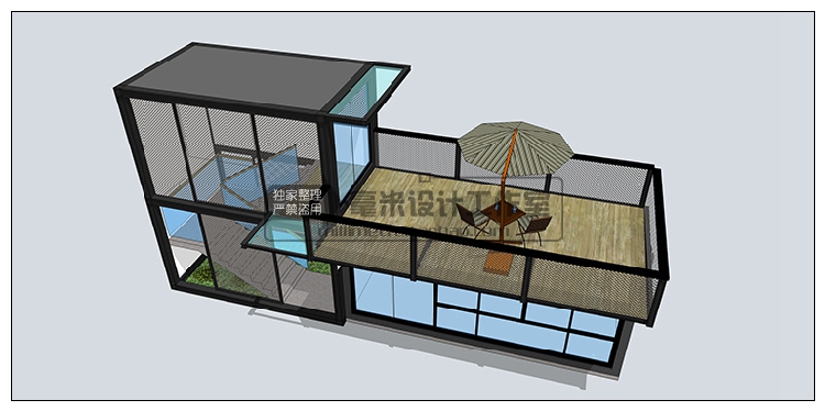 T76 集装箱建筑SU模型改造餐厅咖啡别墅景观工业装配sketchup...-23