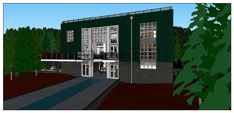 T76 集装箱建筑SU模型改造餐厅咖啡别墅景观工业装配sketchup...-6