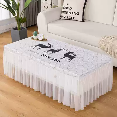 Coffee table tablecloth cover All-inclusive rectangular living room TV cabinet tablecloth Coffee table cover cloth Lace fabric dining table cover