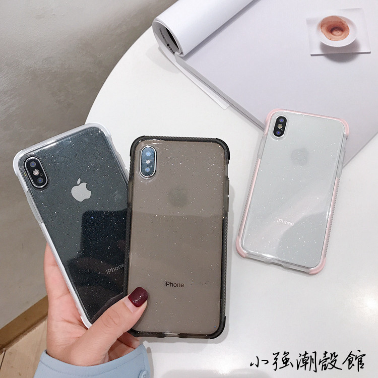 Transparent glitter soft shell iphone xs max mobile phone protective shell apple X 8plus 7 XR anti-fall personality female models