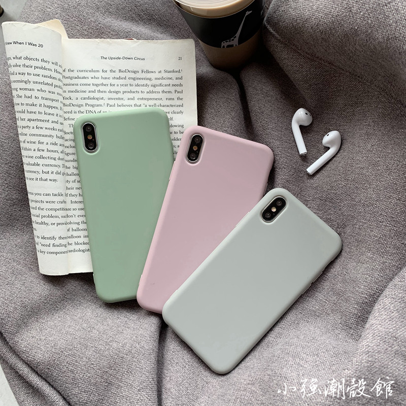 ins simple solid color 8plus apple x mobile phone case XS Max XR iPhone7 soft silicone case 6s men and women