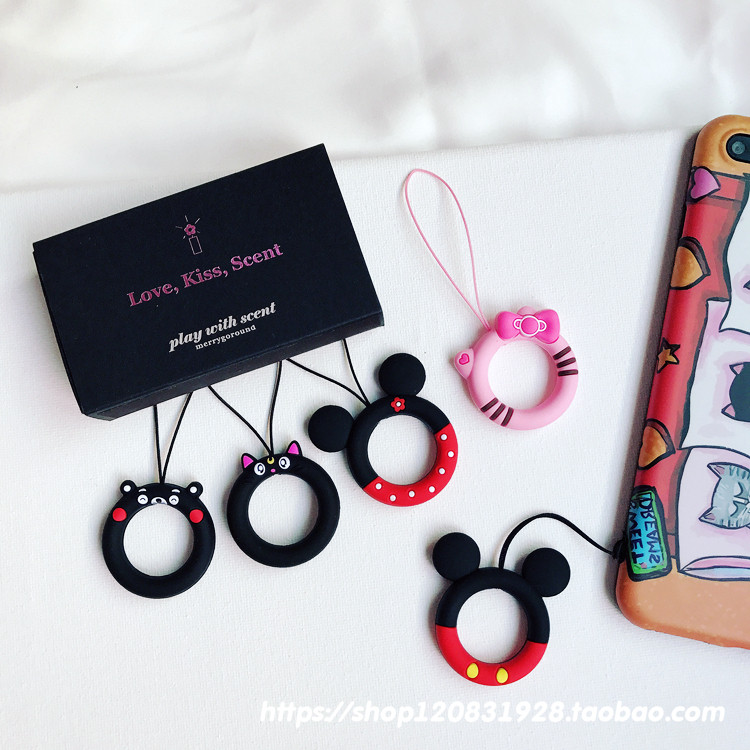 Creative cartoon ring buckle short lanyard Apple iPhone8 X 7 6 6s plus key chain anti-fall female models