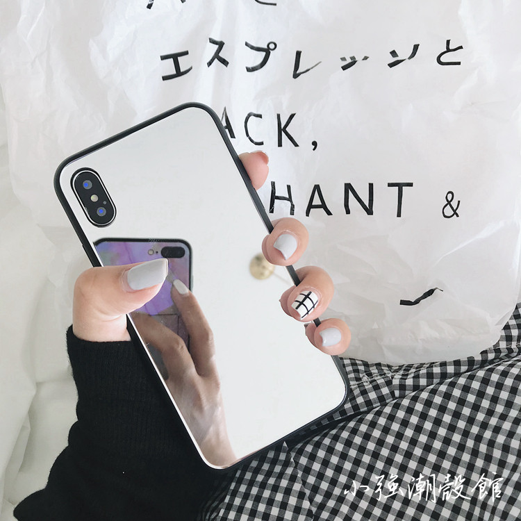 iPhone8plus mobile phone case ins cold wind 7P mirror silicone all-inclusive apple x solid color simple 6S couple