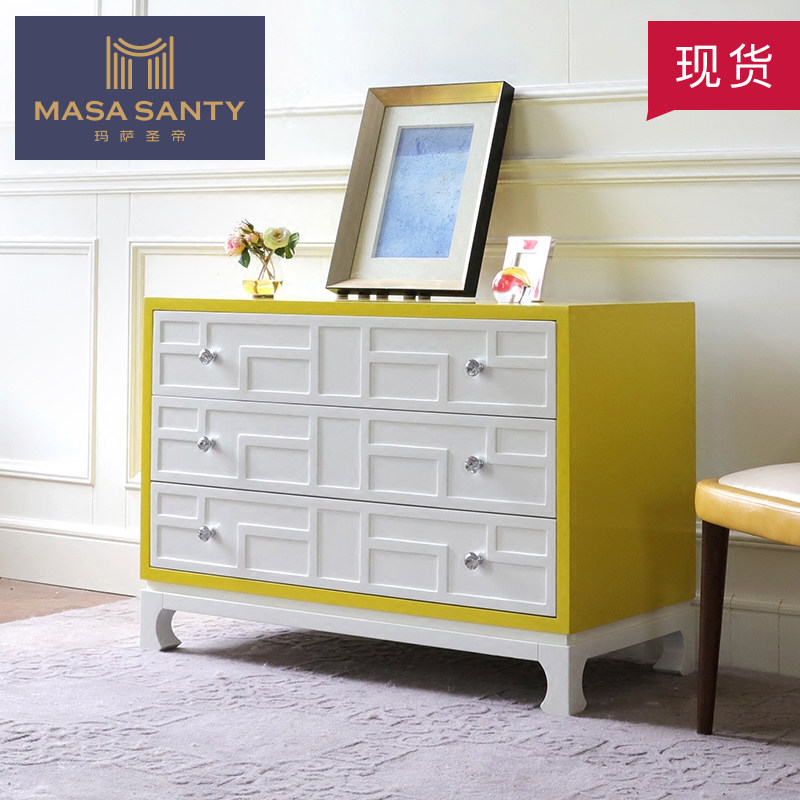 Nordic Children Yellow TV Cabinet Brief Modern 3 Fighting Cabinet Designer sample room Bedroom furniture Customised