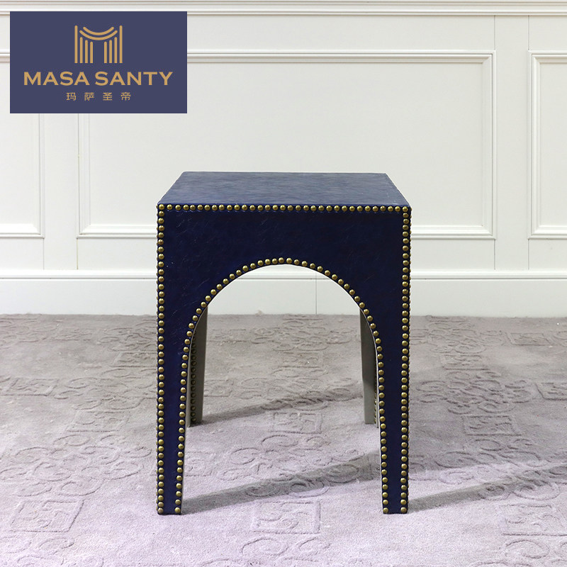 American countryside blue imitation leather corner a few sides a few designer small tea table minimalist modern square table living room bedroom furniture