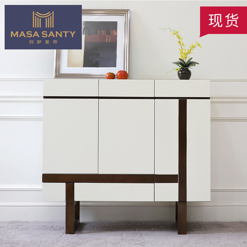 American Country White Bucket Solid Wood Retro Draw Cabinet Bedroom Cabinet Customized Light Luxury