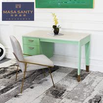 Modern light luxury desk and chair combination solid wood bedroom light green writing desk high-end model room computer desk can be customized